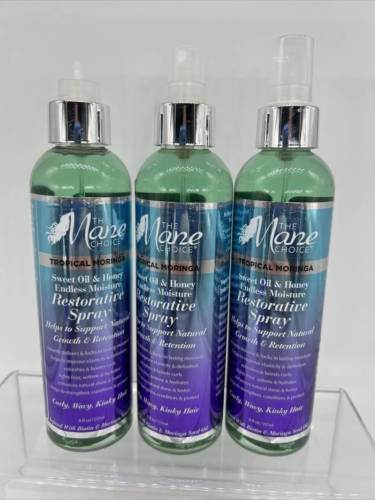 (4) The Mane Choice Tropical Moringa Restorative Spray Curly Wavy Kinky Hair 8oz