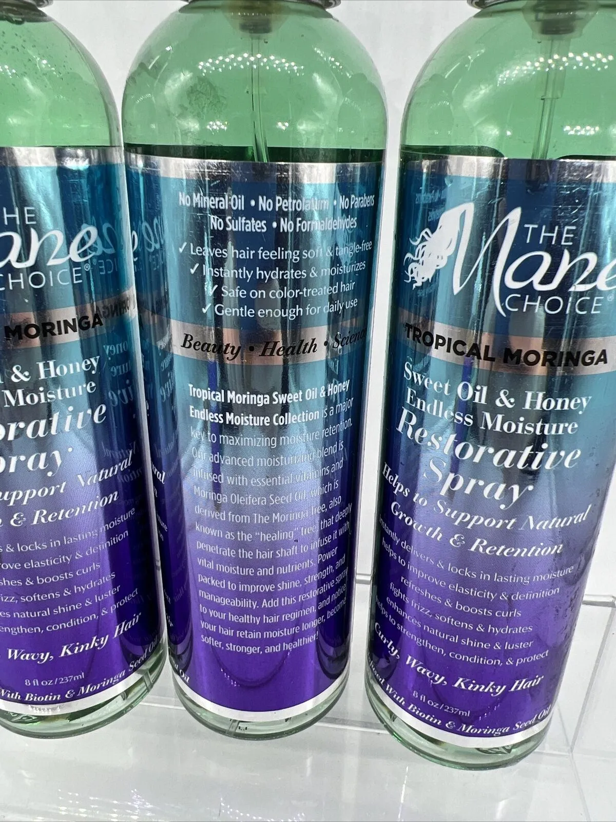 (4) The Mane Choice Tropical Moringa Restorative Spray Curly Wavy Kinky Hair 8oz