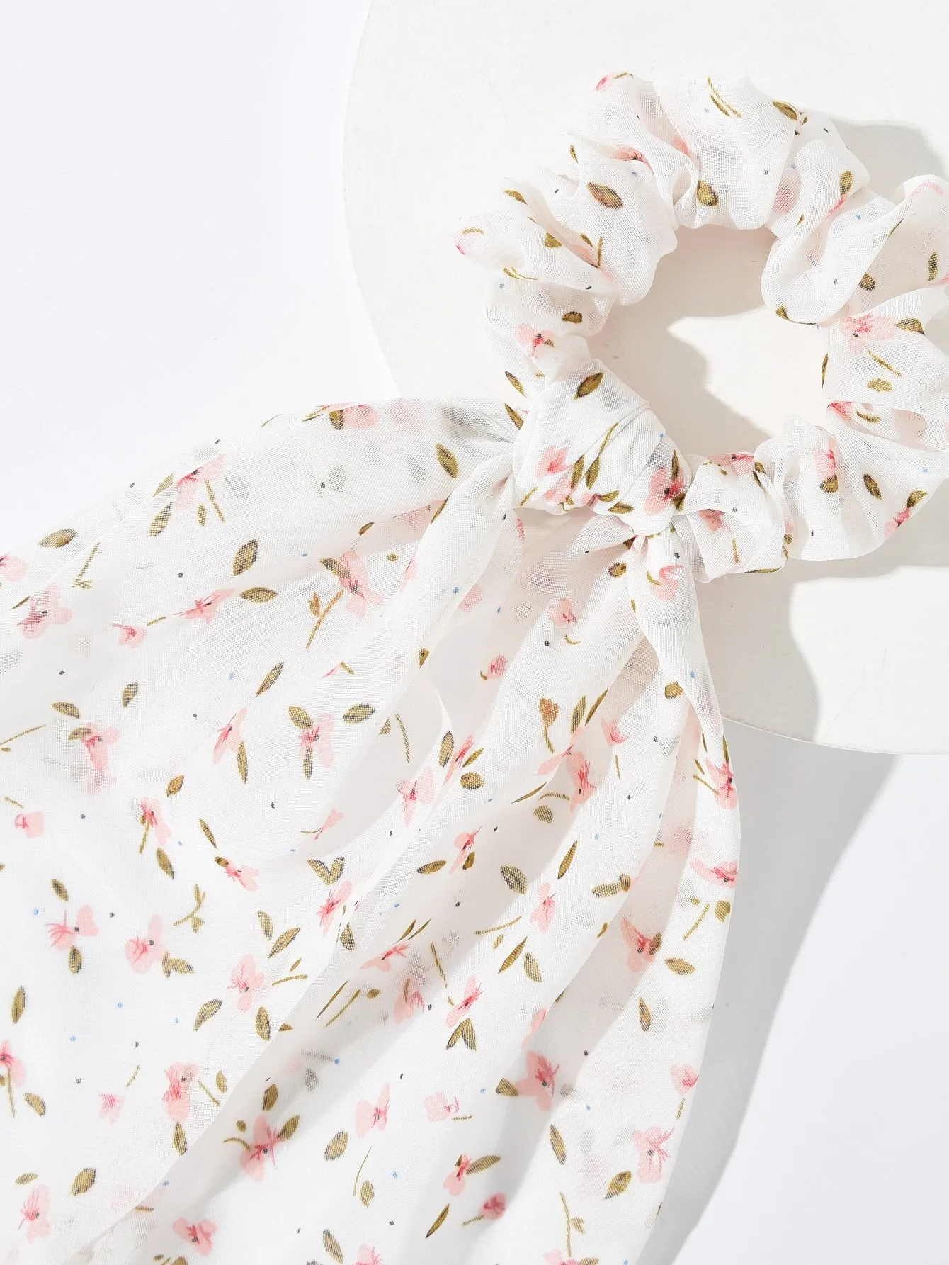 4pcs Floral Print Scarf Hair Tie