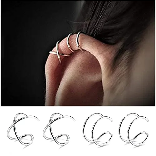 4Pcs Silver Cartilage Earrings Set