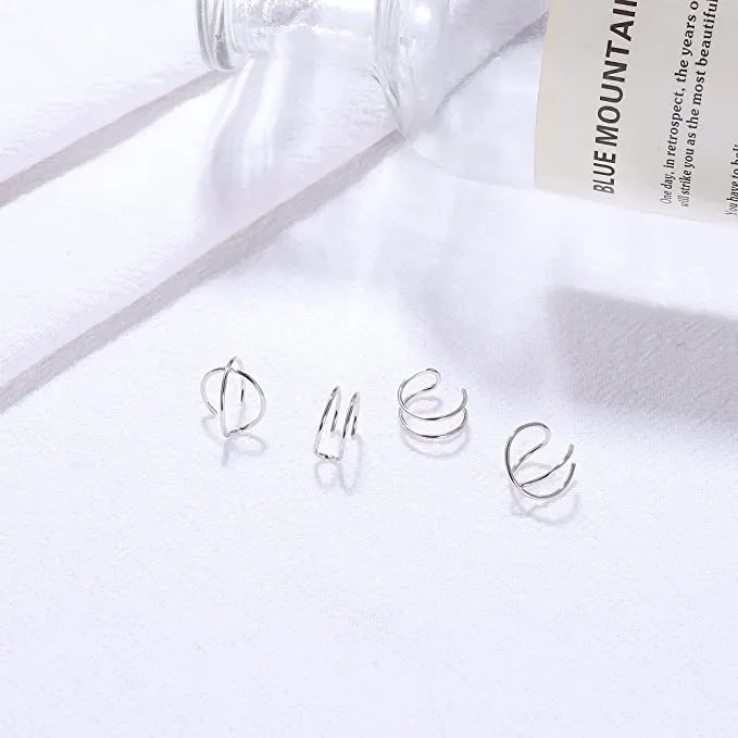 4Pcs Silver Cartilage Earrings Set