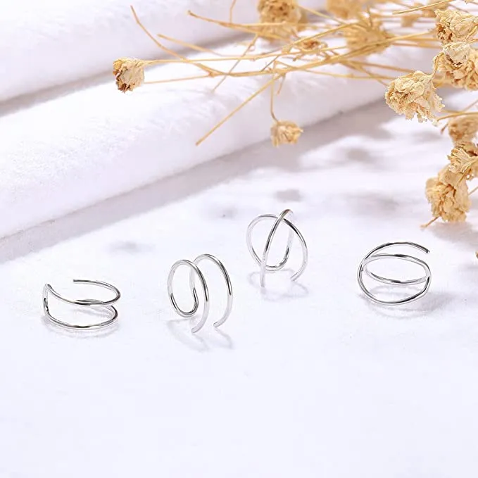 4Pcs Silver Cartilage Earrings Set