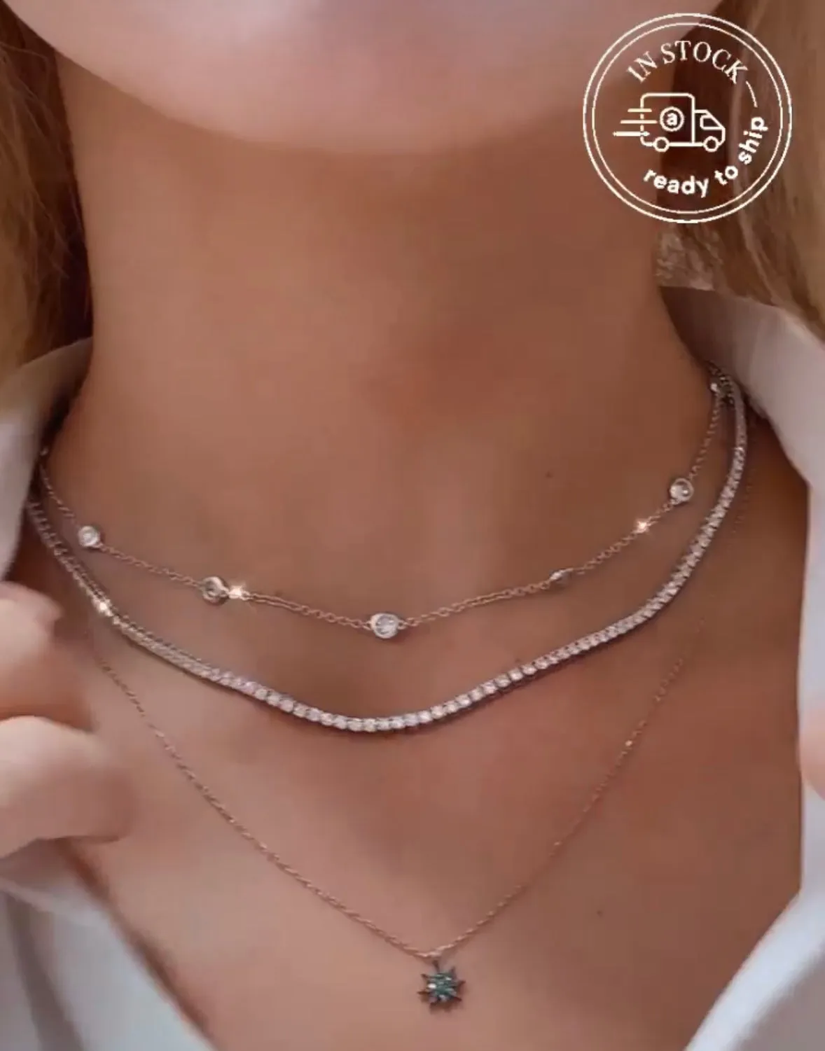 5.88ct tw Diamond Riviera Line Tennis Statement Necklace