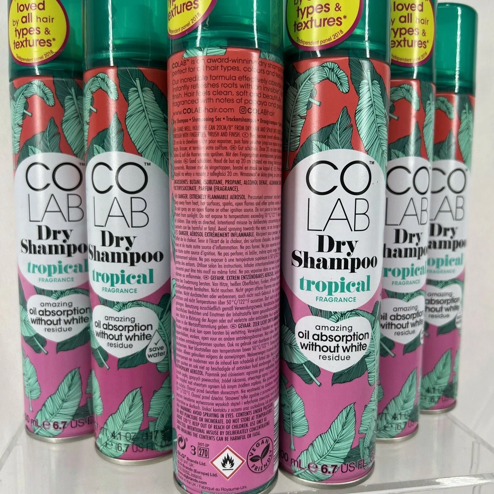 (6) Colab Dry Shampoo Spray TROPICAL Fragrance 6.7oz each NEW Co Lab
