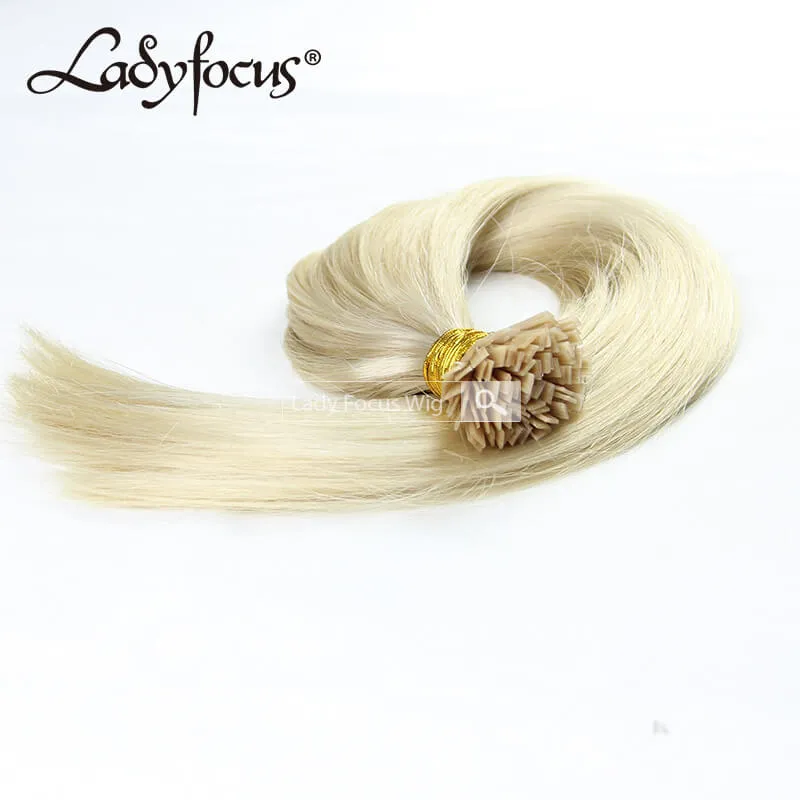 #60 Platinum Blonde Pre-bonded I/U/V/Flat Tip Hair |Nano Ring |6D Hair Extensions