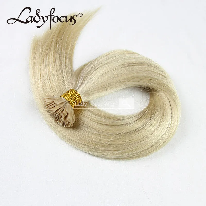 #60 Platinum Blonde Pre-bonded I/U/V/Flat Tip Hair |Nano Ring |6D Hair Extensions