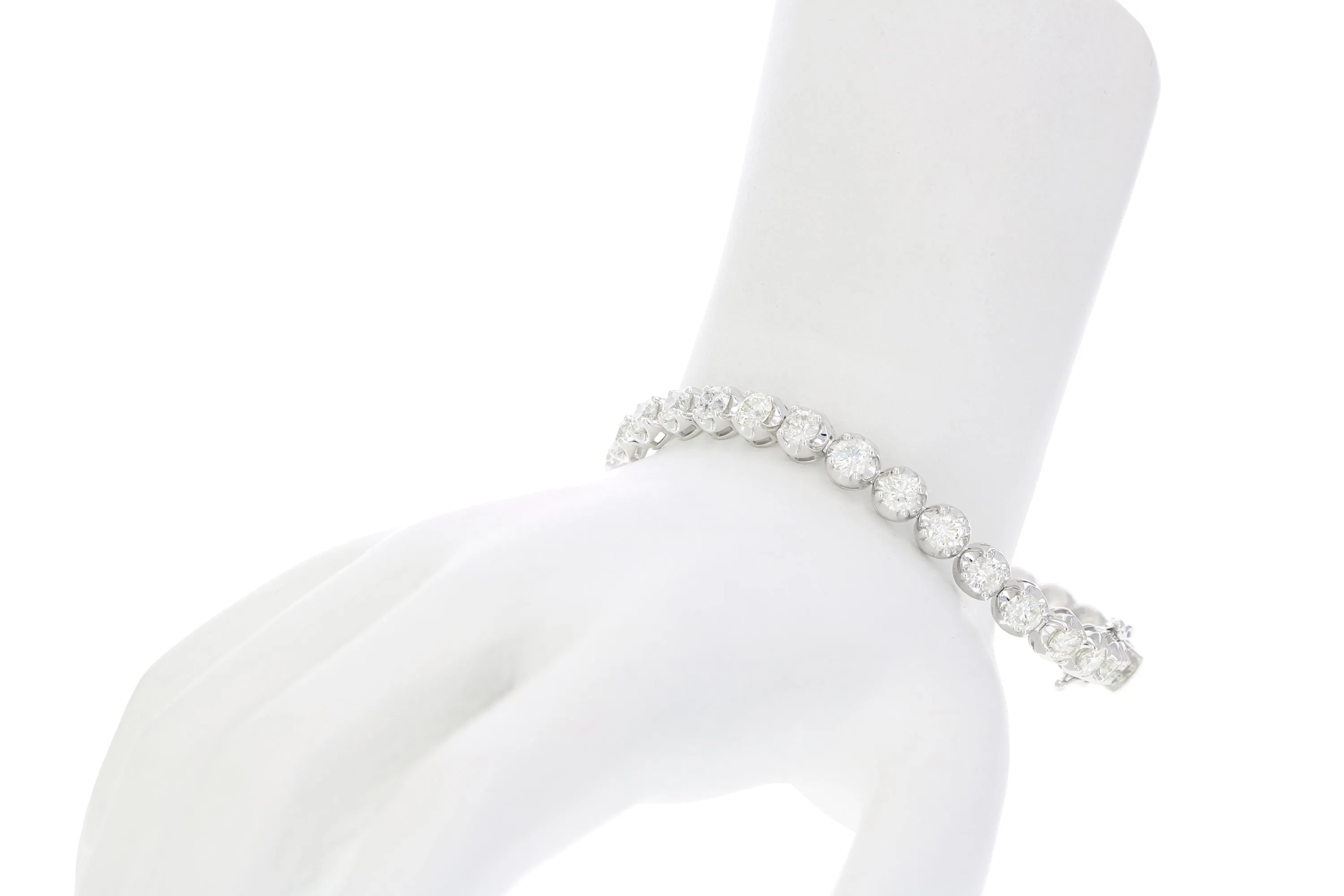 7 cttw Bubble Link Diamond Tennis Bracelets in 14K White Gold