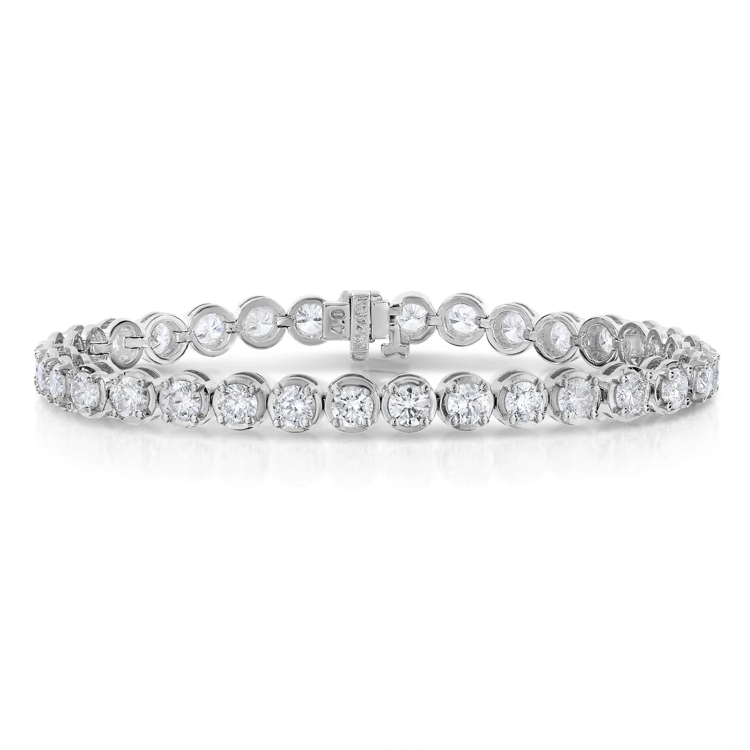 7 cttw Bubble Link Diamond Tennis Bracelets in 14K White Gold