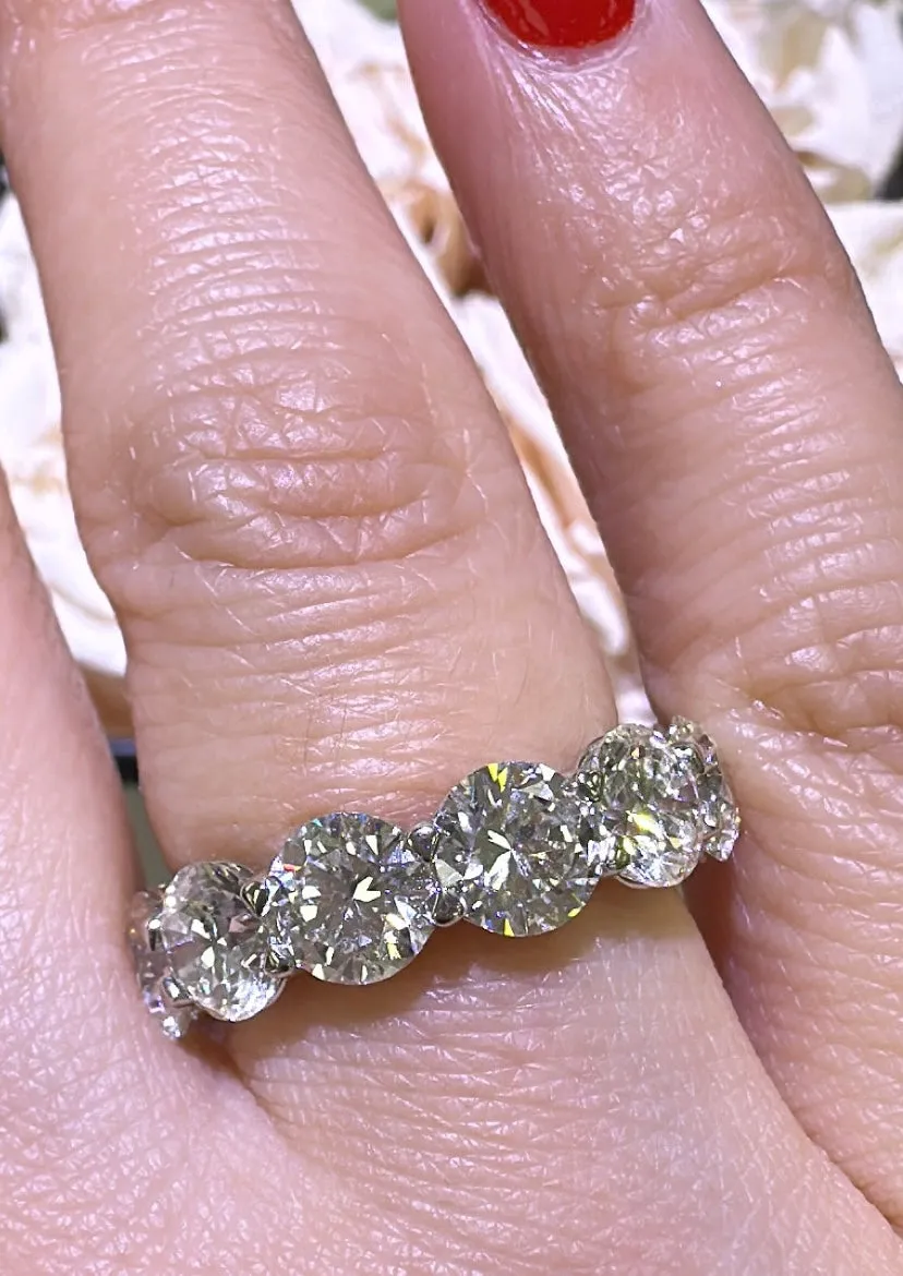 8.41ct tw GIA Certified Eternity Platinum Diamond Band Ring