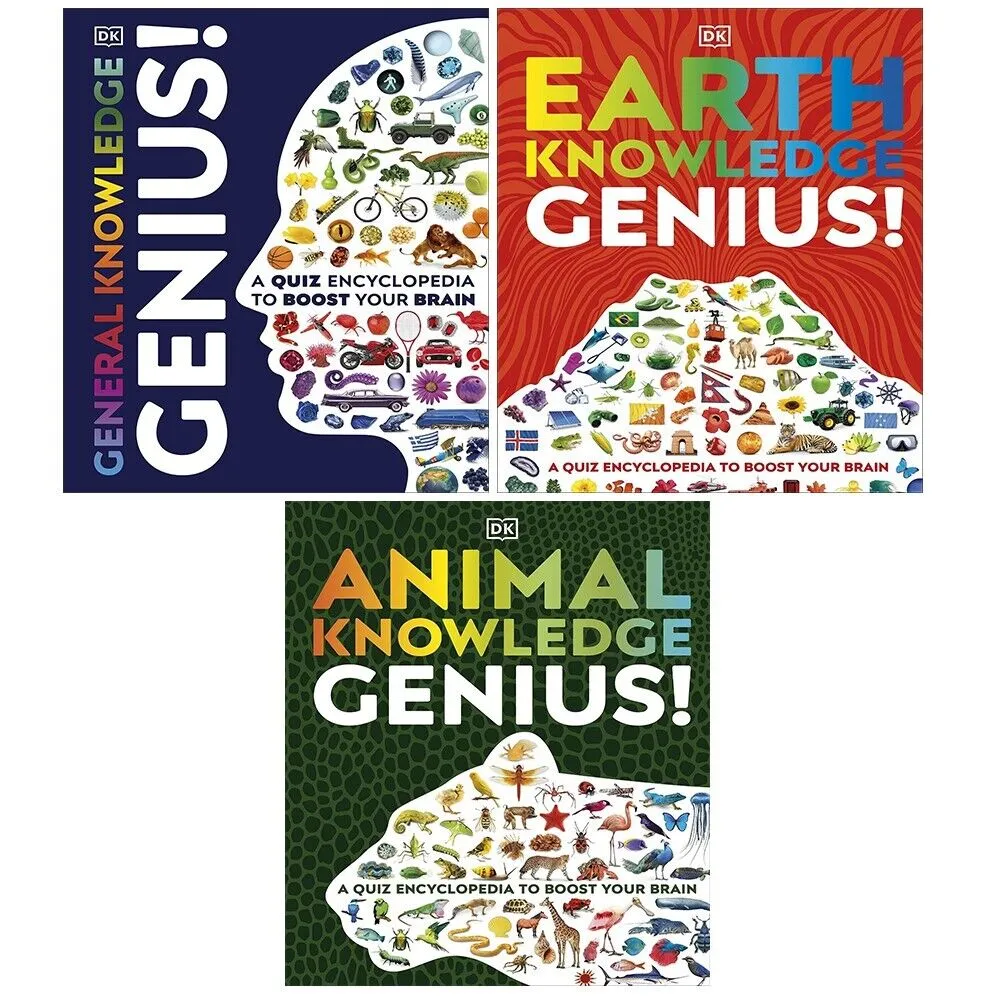 A Quiz Encyclopedia to Boost Your Brain Genius Knowledge 3 Books Collection Set (General Knowledge Genius!, Animal Knowledge Genius!, Earth Knowledge Genius!)