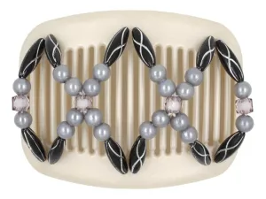 African Butterfly Hair Comb - Dalena White Pearl 31