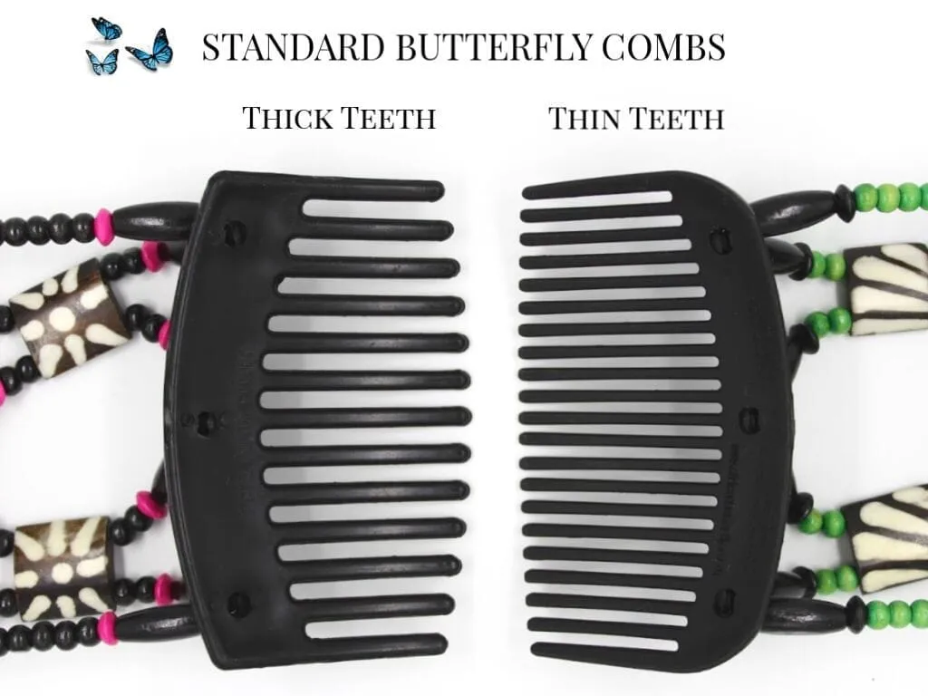 African Butterfly Thick Hair Comb - Gemstone Black 72