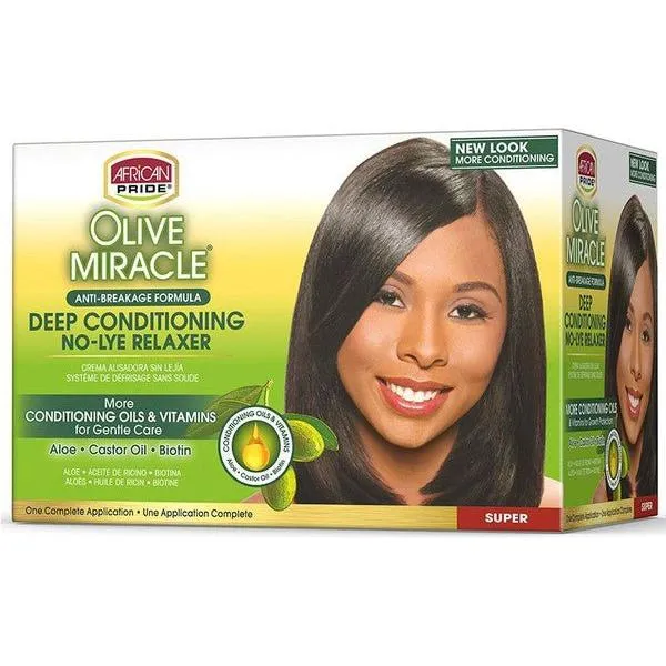 African Pride Olive Miracle Anti Breakage Deep Conditioning No Lye Relaxer Super