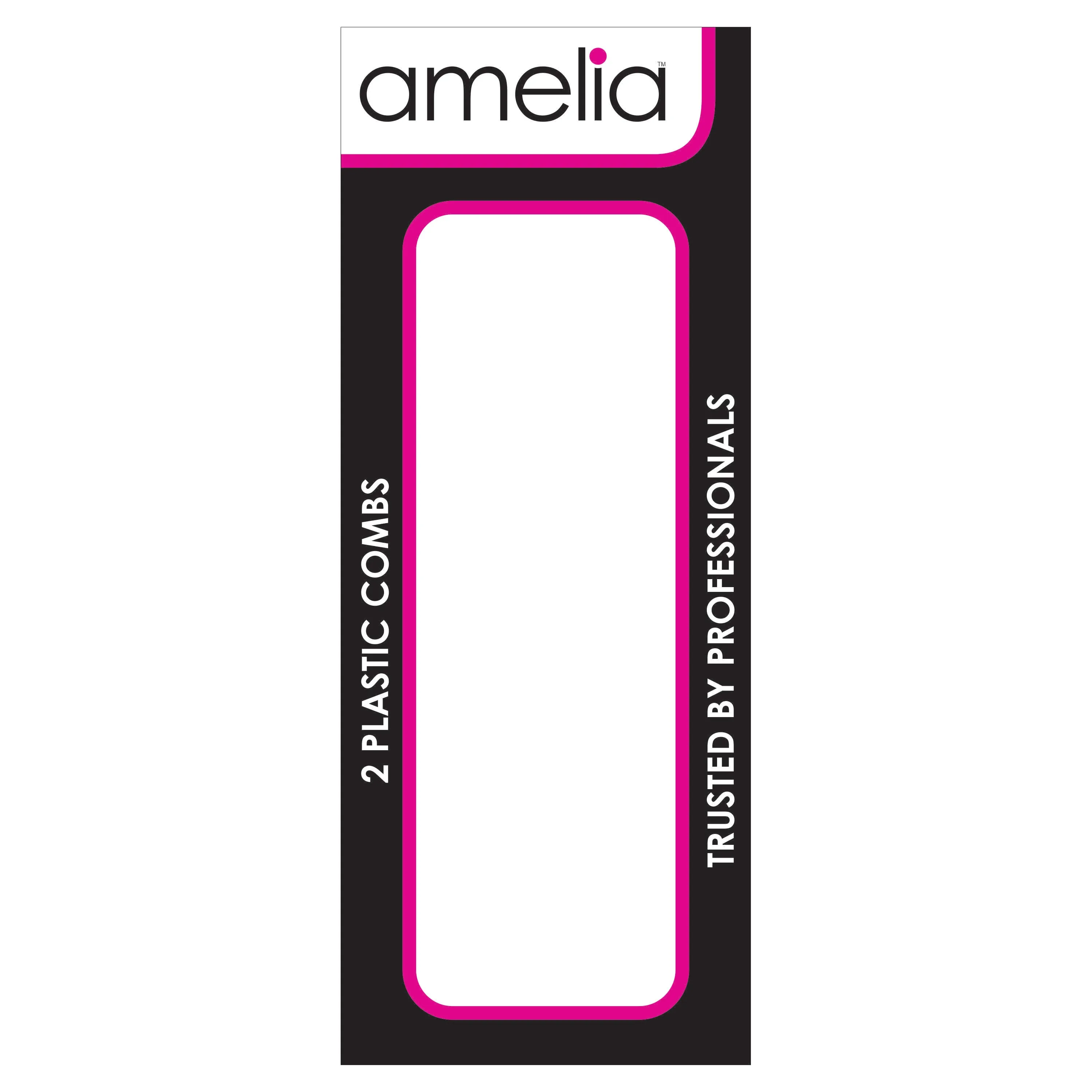 Amelia Beauty, 3in Black Plastic Personal Hygiene Mustache Comb, Made in USA, Professional Grade Comb, Portable Salon Barber Shop Black Lice Everyday Styling  Mustashe Comb Hair, Styling Tool, 2 Pack