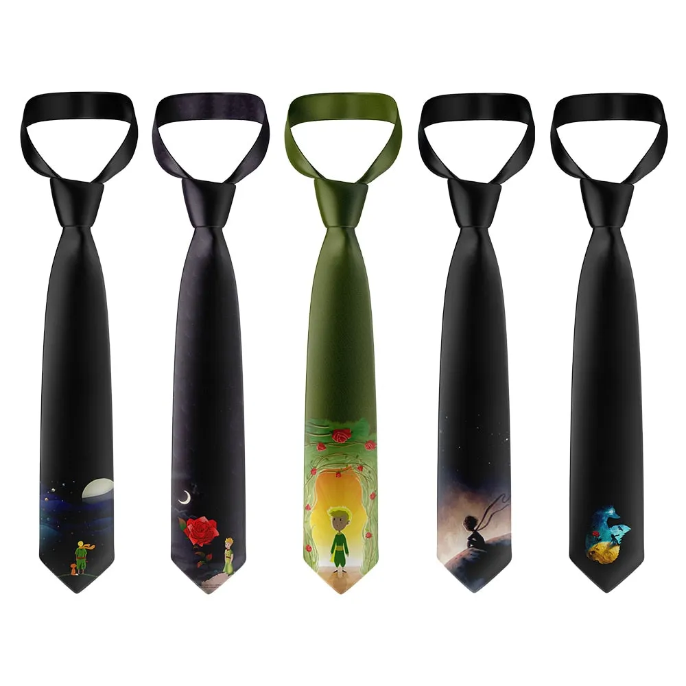 Anime Cartoon Little Prince Ties Fashion 8cm Width Men Women Polyester Fun Casual Necktie Wedding Party Shirts Accessories Gifts
