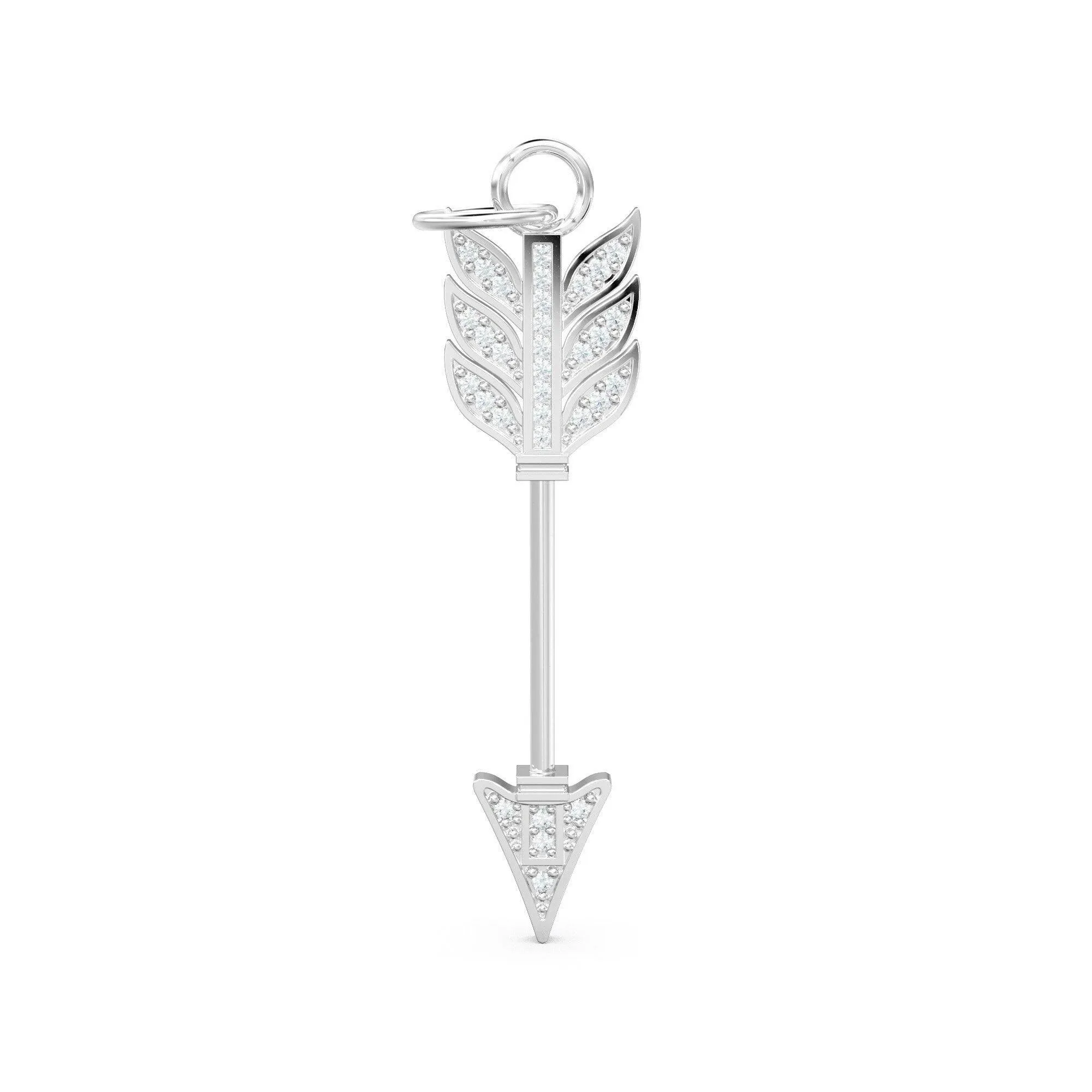Arrow Gold Diamond Charm / 18k Solid Gold Weapon Charm / Pave Diamond Solid Gold Pendant / Handmade Huge Diamond Pendant