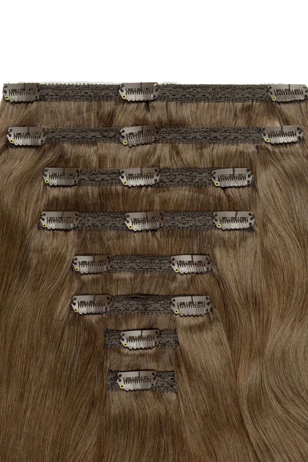 Ash Brown (#9) Double Wefted Full Head Clip In Hair Extensions