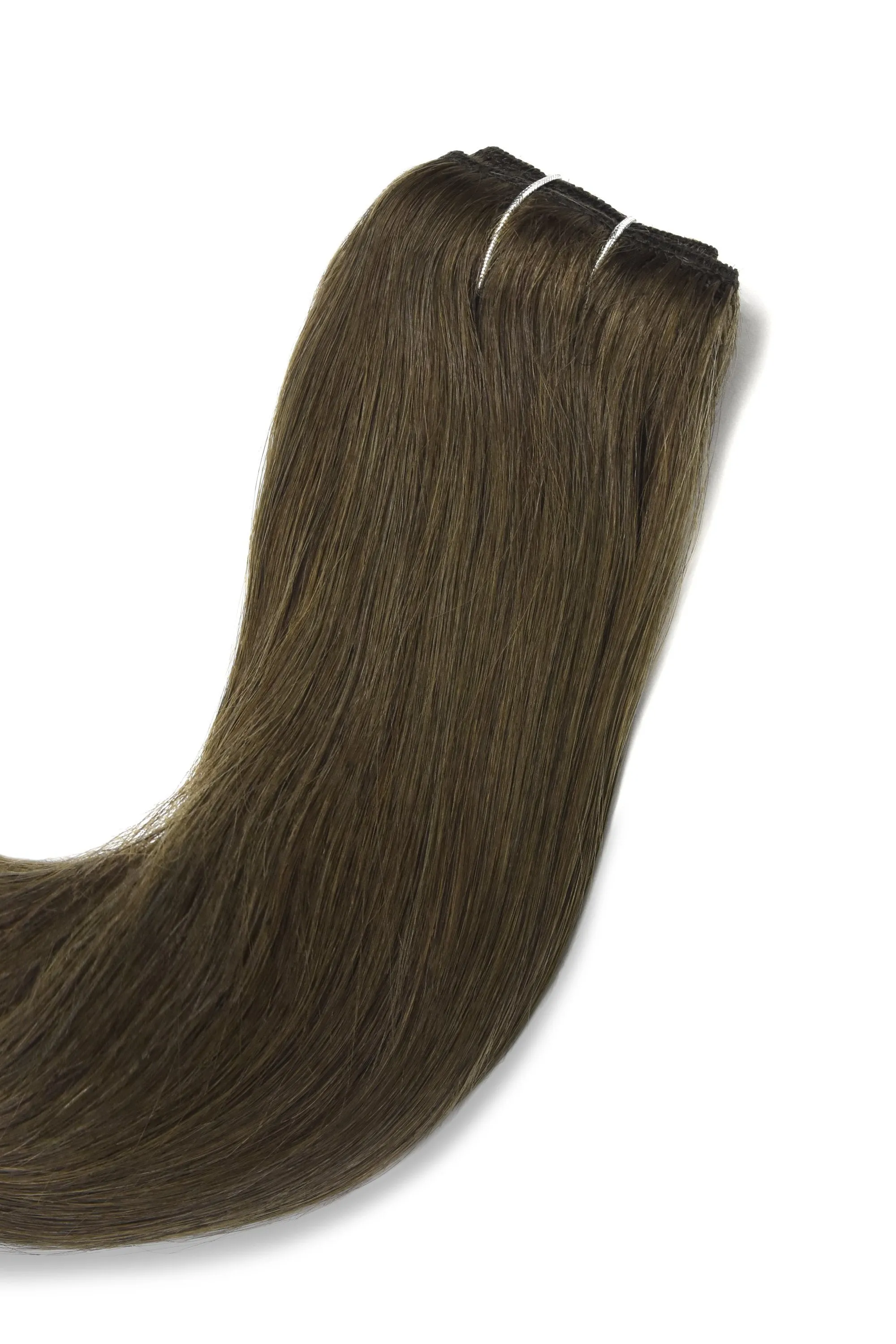 Ash Brown (#9) Quad Weft Clip In One Piece Hair Extensions