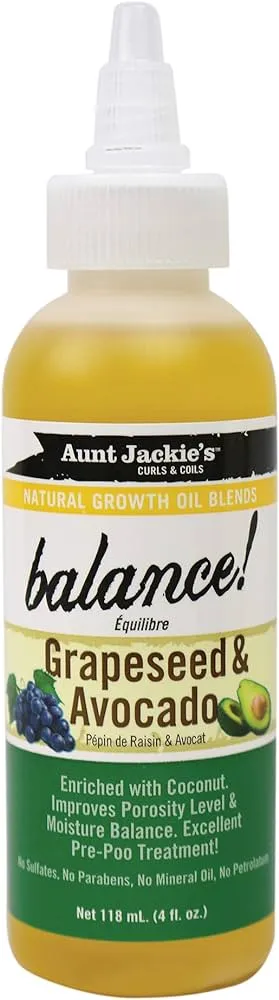 Aunt Jackie's -  pré-shampoing huile de pépins de raisin & avocat "Balance" - 118ml