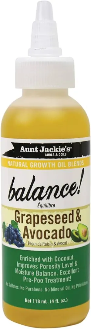 Aunt Jackie's -  pré-shampoing huile de pépins de raisin & avocat "Balance" - 118ml