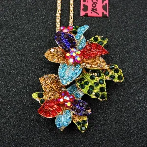 Betsey Johnson Multi Color Flowers Pendant Necklace