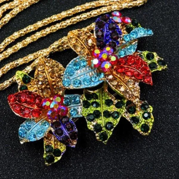 Betsey Johnson Multi Color Flowers Pendant Necklace