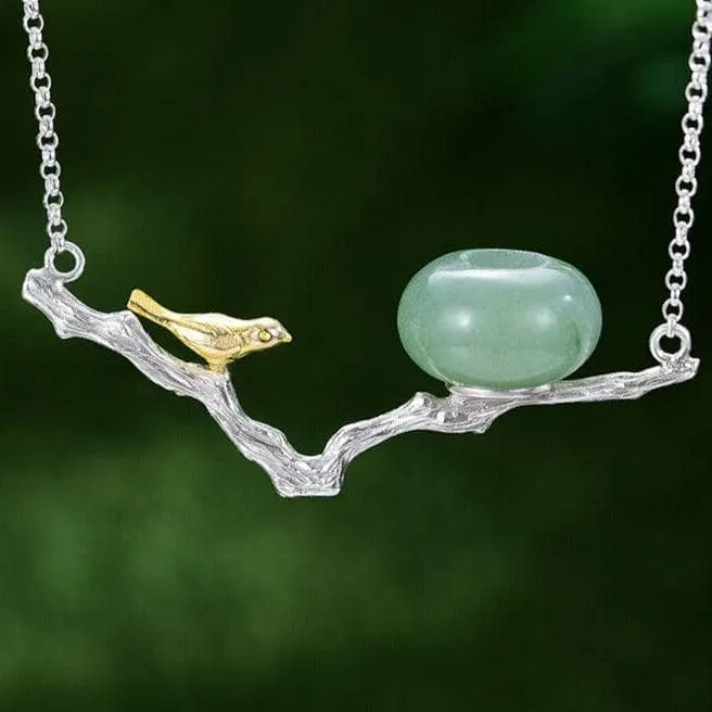 Bird Necklace with Natural Aventurine