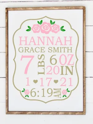 Birth Stats Flowers
