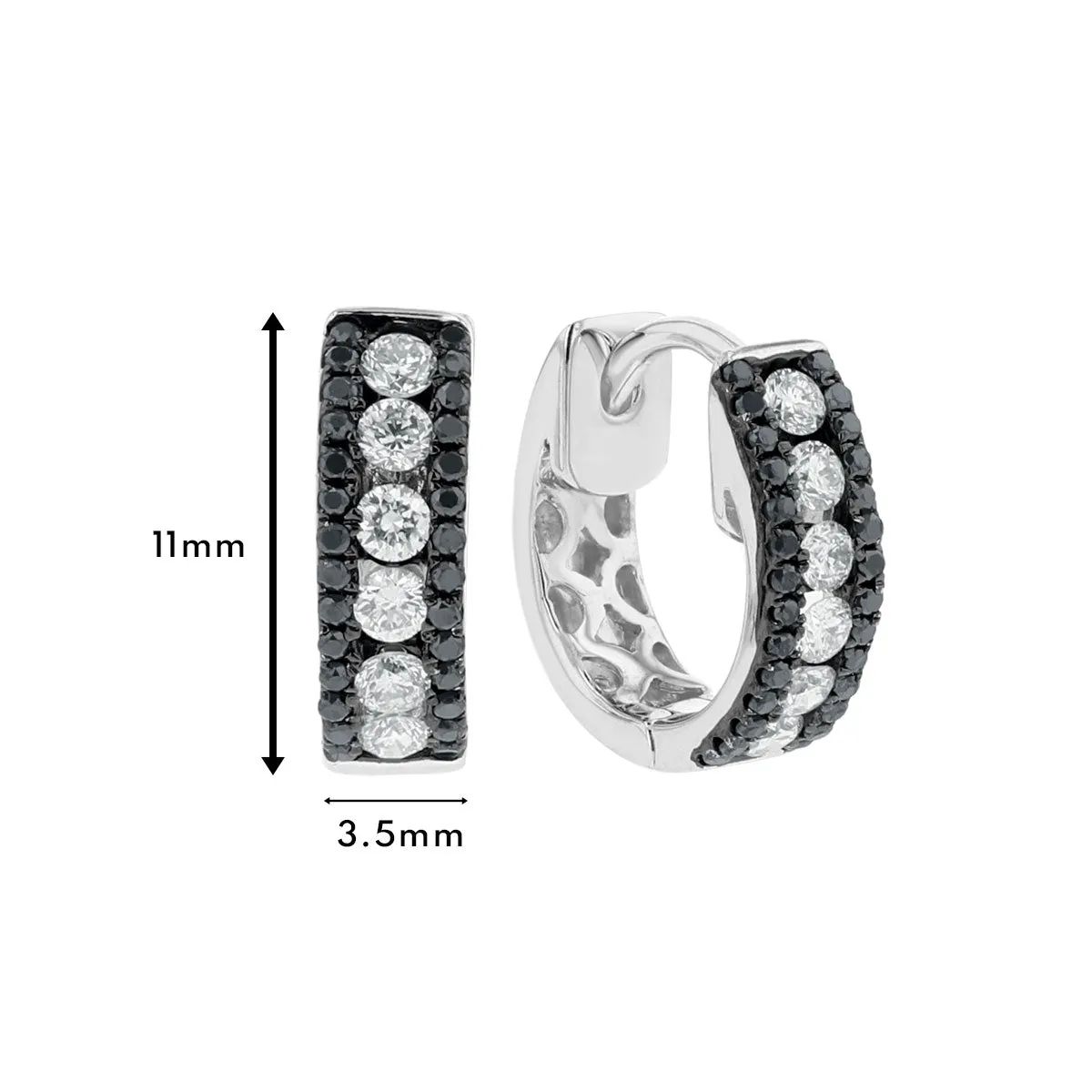 Black & White Diamond Hoop Earrings