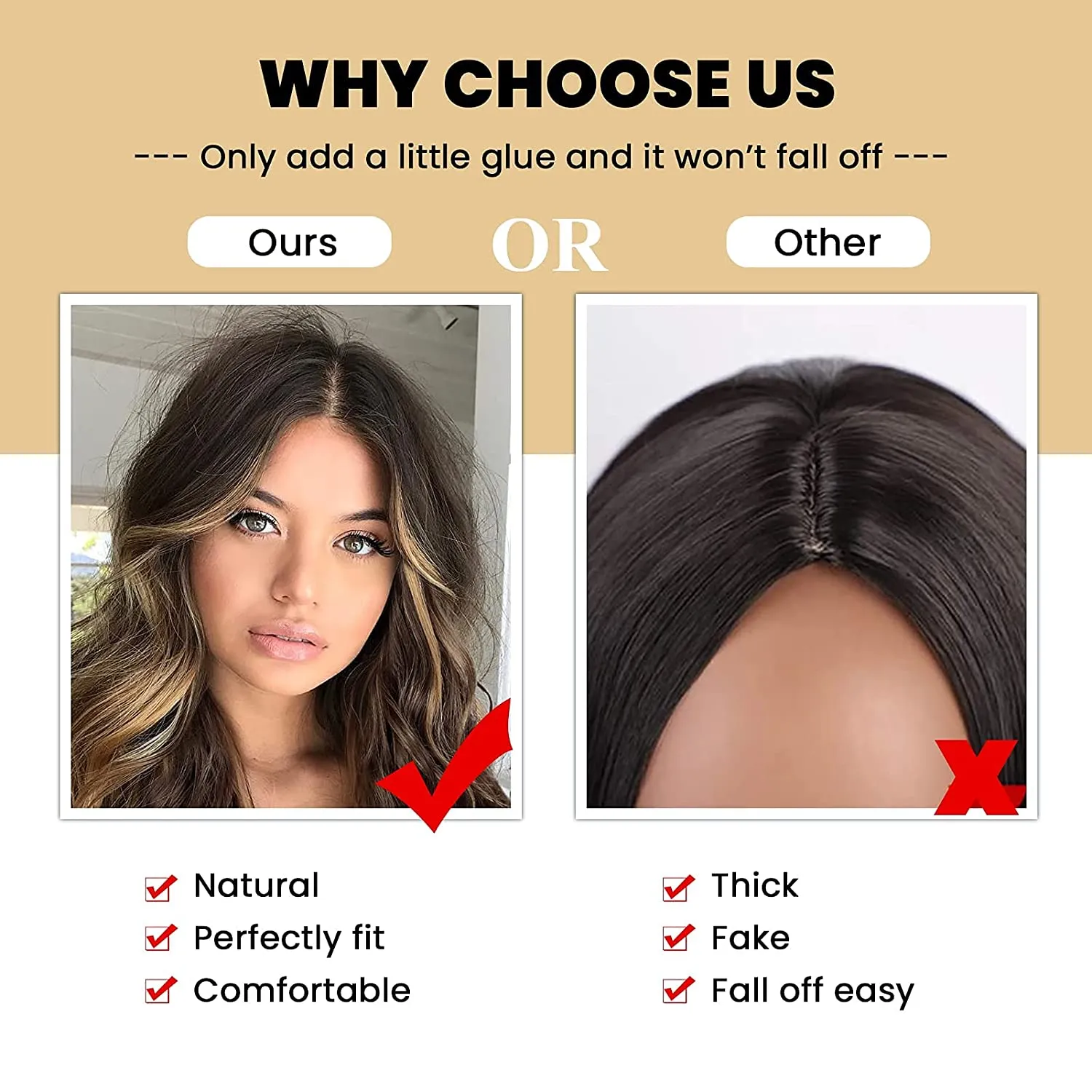 Blonde-Brown Long Wavy Middle Part Wig