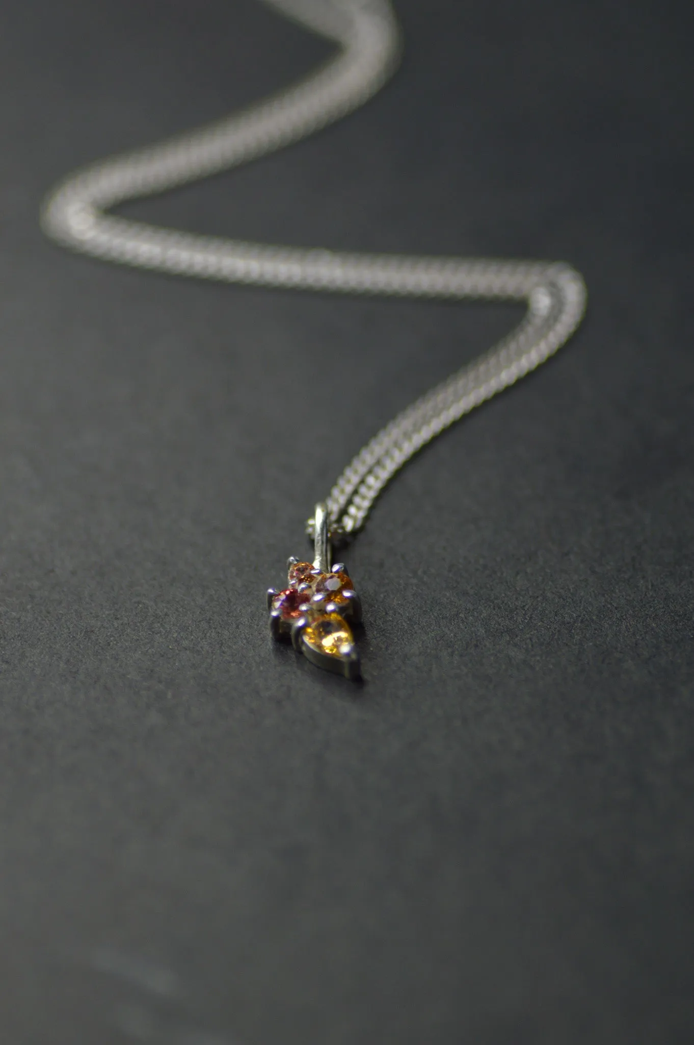 Blooms Orange & Red Sapphire Silver Pendant 1270-2