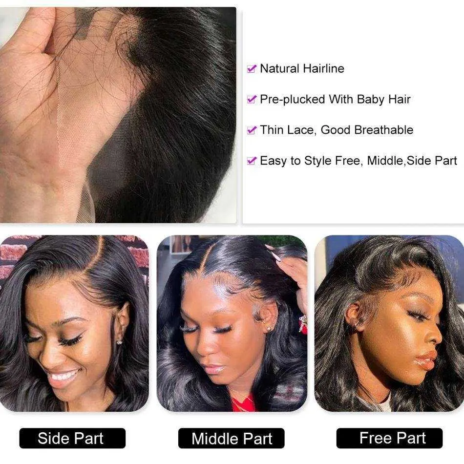 Body Wave Lace Front Wig 13x4/13x6 Transparent Lace Frontal Human Hair Wigs