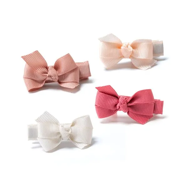 Bows Pink Earthy Shades Set of 4 Baby Hair Clips