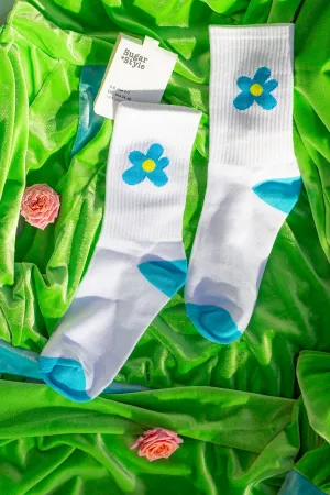 Bright Single Cartoon Flower Motif Socks