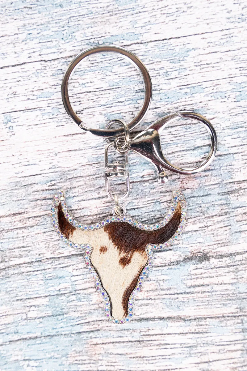Brown Cow Print Sedona Steer Keychain