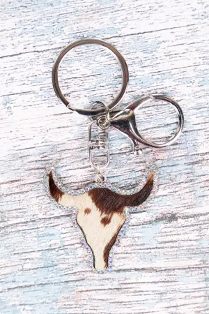 Brown Cow Print Sedona Steer Keychain