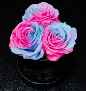 Bubblegum Glitter Roses - Black Box (3 Roses)