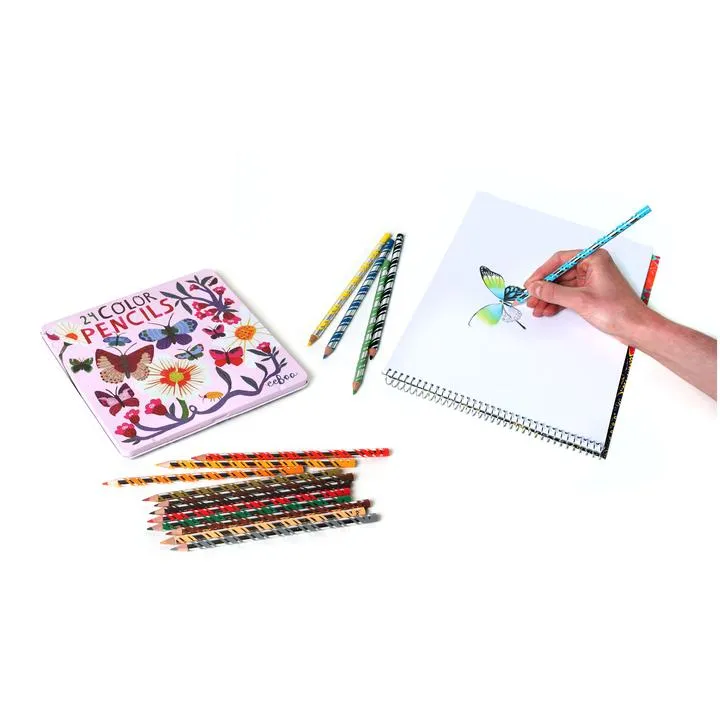 Butterflies & Flowers Colored Pencil Set