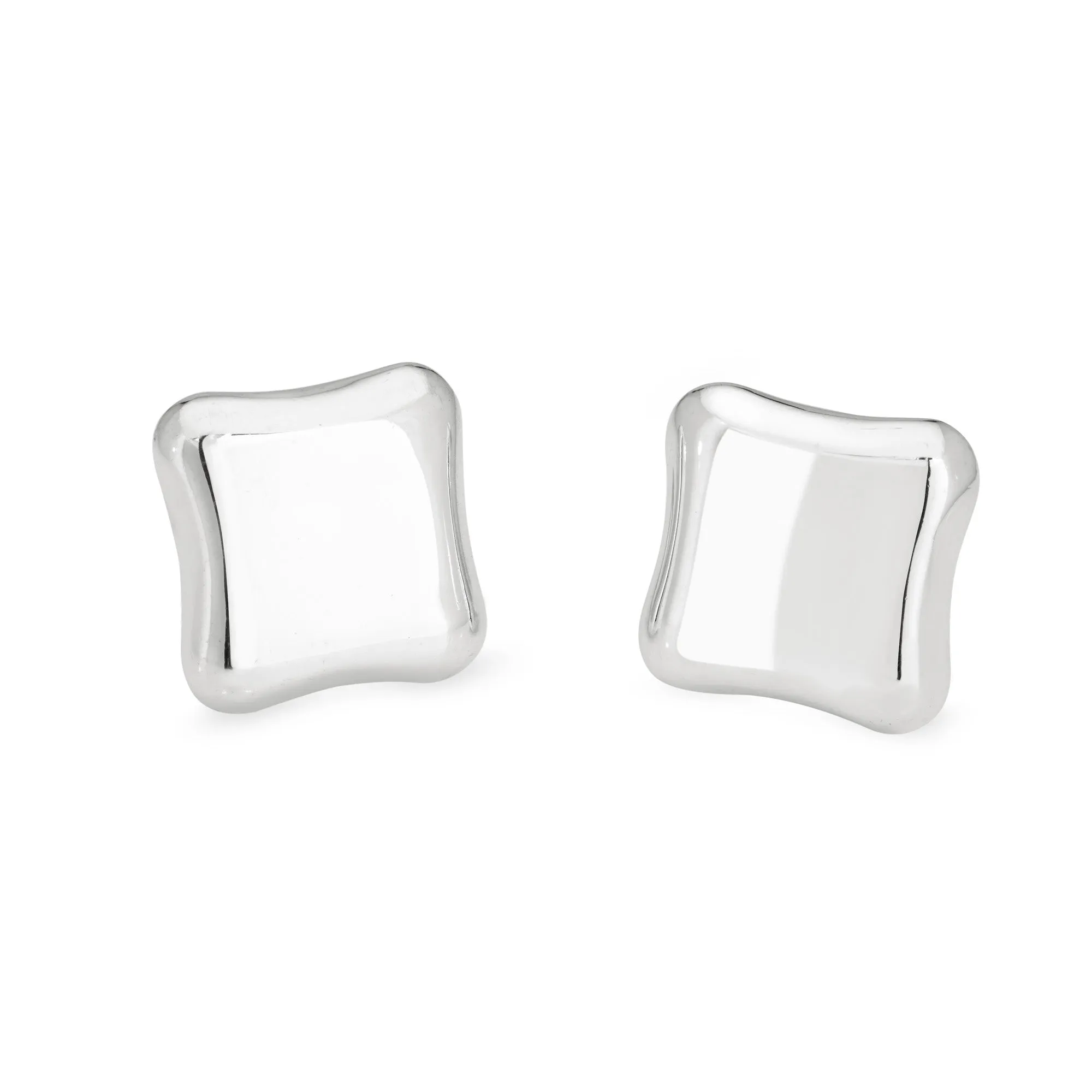 c1984 Angela Cummings Square Earrings Clip On Sterling Silver Fine Jewelry