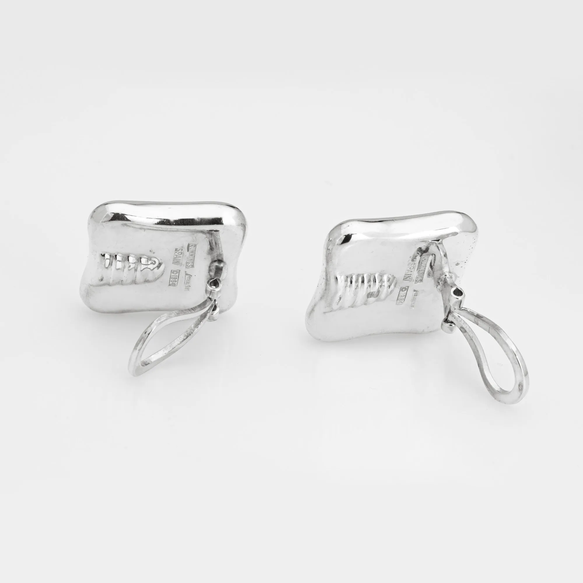 c1984 Angela Cummings Square Earrings Clip On Sterling Silver Fine Jewelry