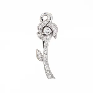 Cantamessa Diamond Flower Hair Clip Estate 18k White Gold Fine Jewelry Clasp