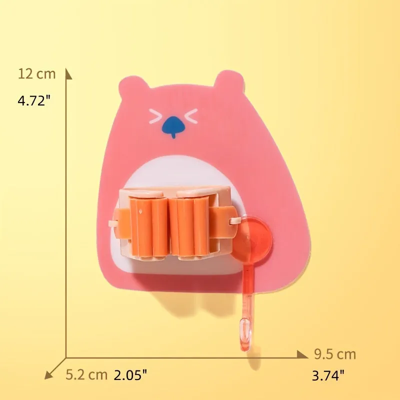 Cartoon Creative Strong Seamless Mop Clip with Sticky Hook Rack Holder