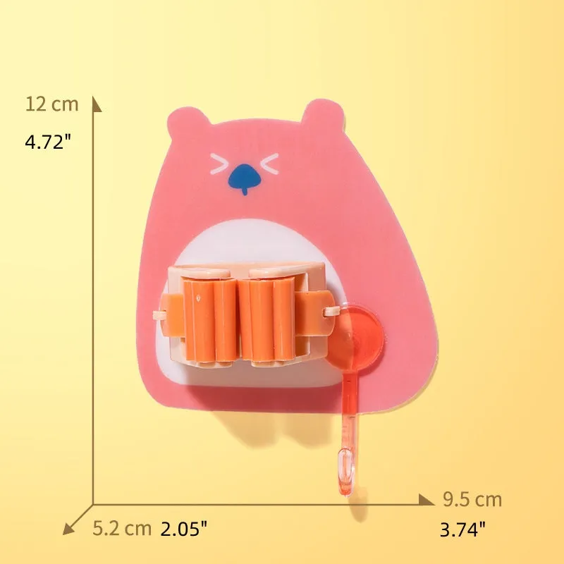 Cartoon Creative Strong Seamless Mop Clip with Sticky Hook Rack Holder