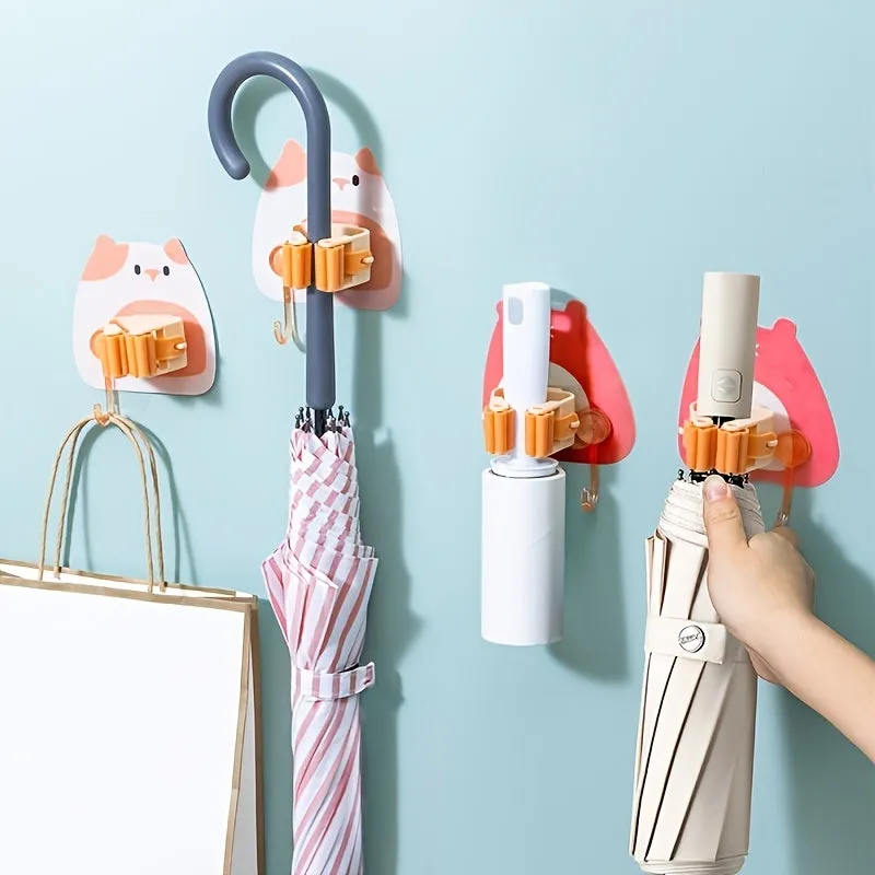 Cartoon Creative Strong Seamless Mop Clip with Sticky Hook Rack Holder