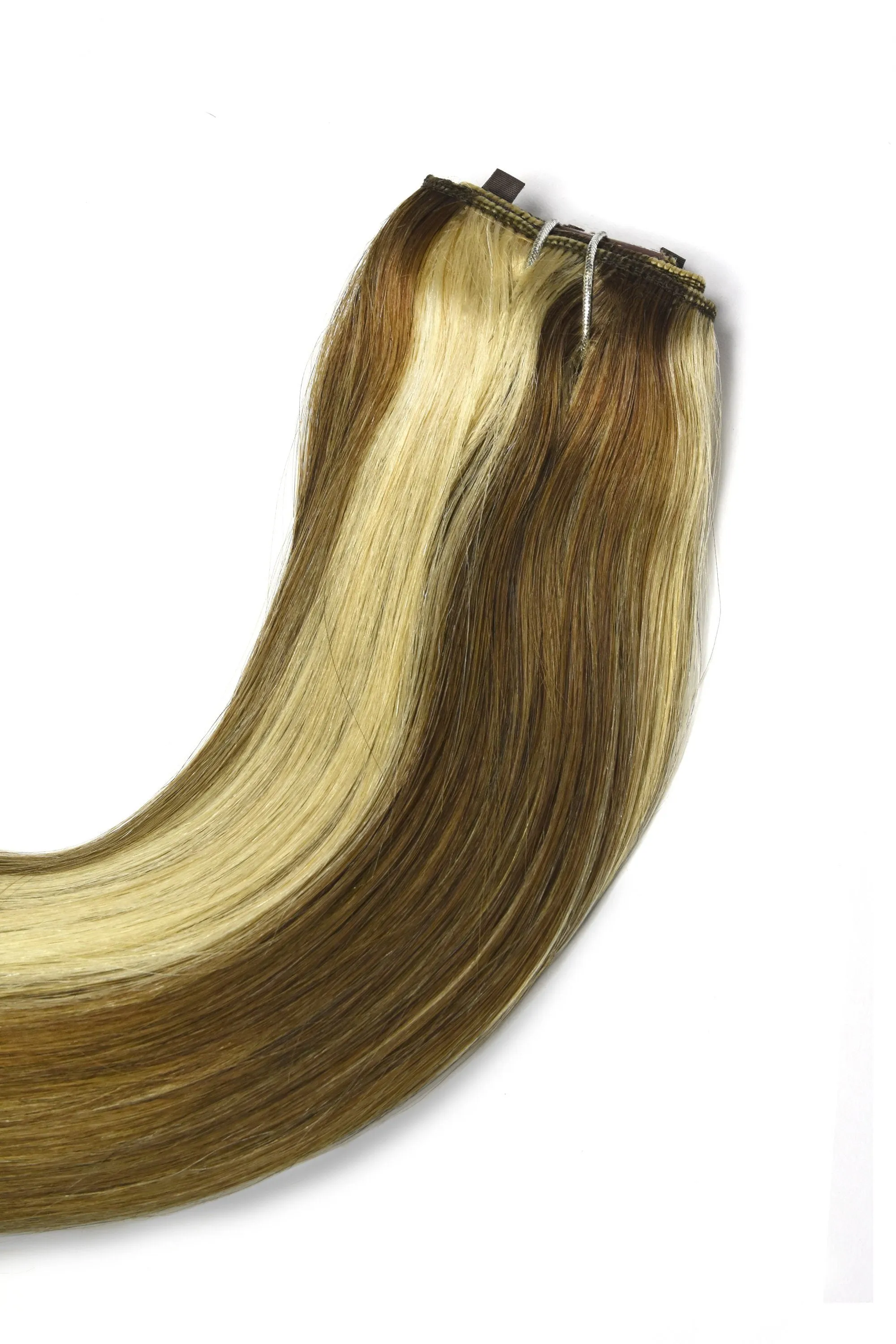 Chestnut Bronde (#6/613) Quad Weft Clip In One Piece Hair Extensions