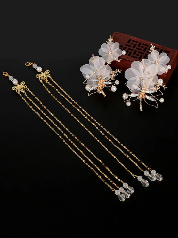 Chinese style Lolita Headdress Pink Metal Fringe Flowers Sakura Pattern Head Flower Accessory Lolita Hair Accessories