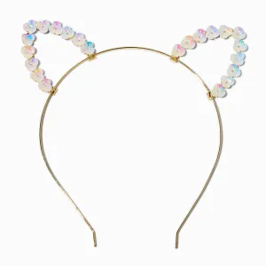 Claire's Iridescent Flowers Cat Ears Headband
