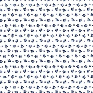 Classic Keepsakes in Blue 14654-50 Little Flower Buds White/Navy