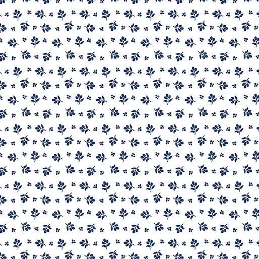 Classic Keepsakes in Blue 14654-50 Little Flower Buds White/Navy