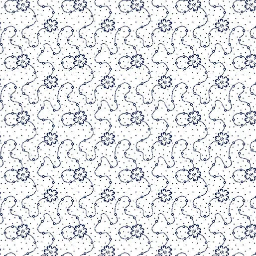 Classic Keepsakes in Blue 14655-50 Calico Floral White/Navy